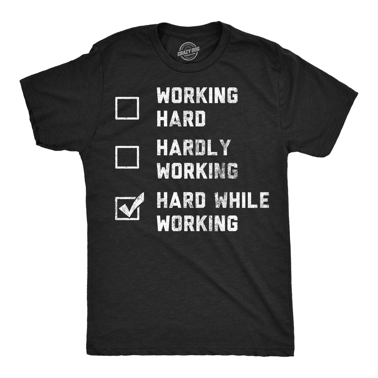 Mens Funny T Shirts Hard While Working Checklist Sarcastic Adult Joke Graphic Novelty Tee for Men