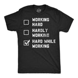 Mens Funny T Shirts Hard While Working Checklist Sarcastic Adult Joke Graphic Novelty Tee for Men