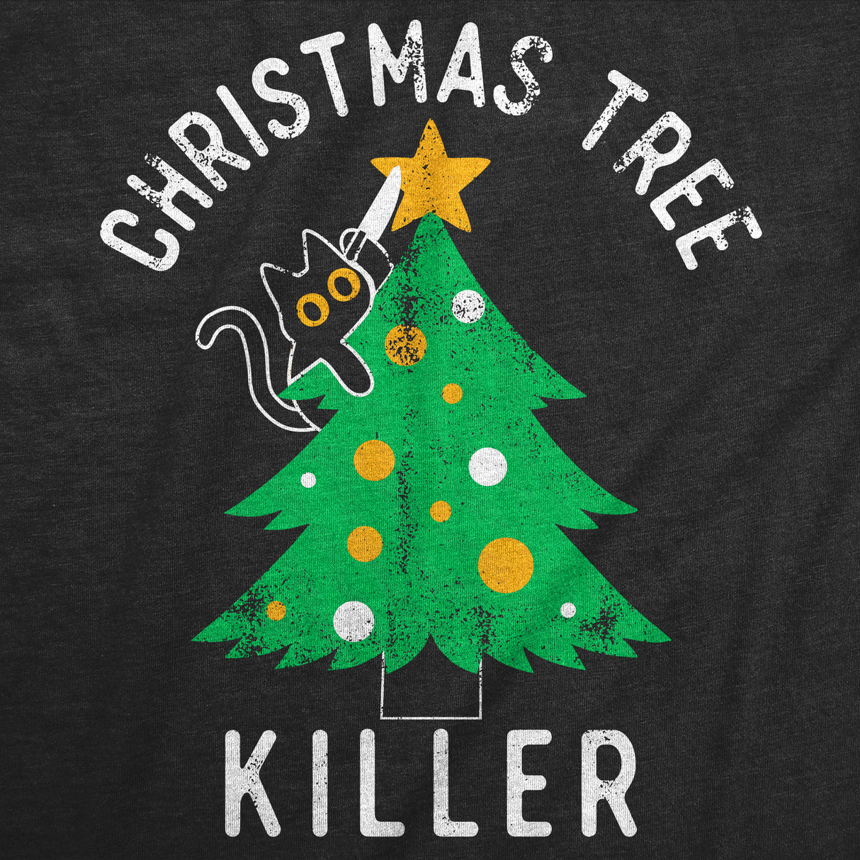 Mens Funny T Shirts Christmas Tree Killer Sarcastic Kitten Graphic Novelty Tee for Men