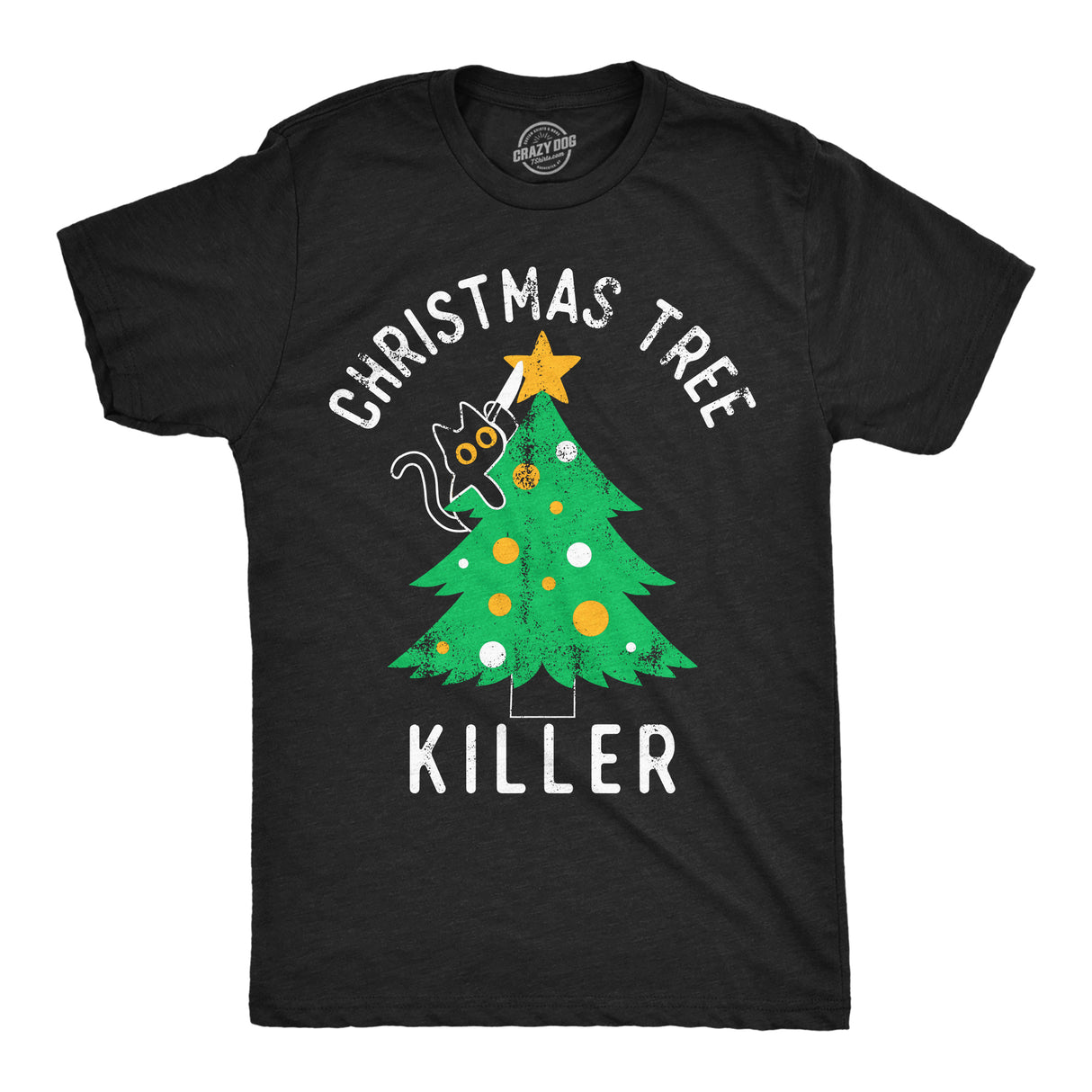 Mens Funny T Shirts Christmas Tree Killer Sarcastic Kitten Graphic Novelty Tee for Men