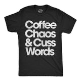 Mens Funny T Shirts Coffee Chaos and Cuss Words Sarcastic Graphic Novelty Tee for Men