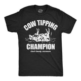 Mens Funny T Shirts Cow Tipping Champion Sarcastic Farm Graphic Novelty Tee for Men