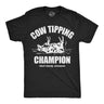 Mens Funny T Shirts Cow Tipping Champion Sarcastic Farm Graphic Novelty Tee for Men