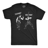Mens Funny T Shirts Yeehaw Heeyah Cowboy VS Ninja Sarcastic Graphic Novelty Tee for Men