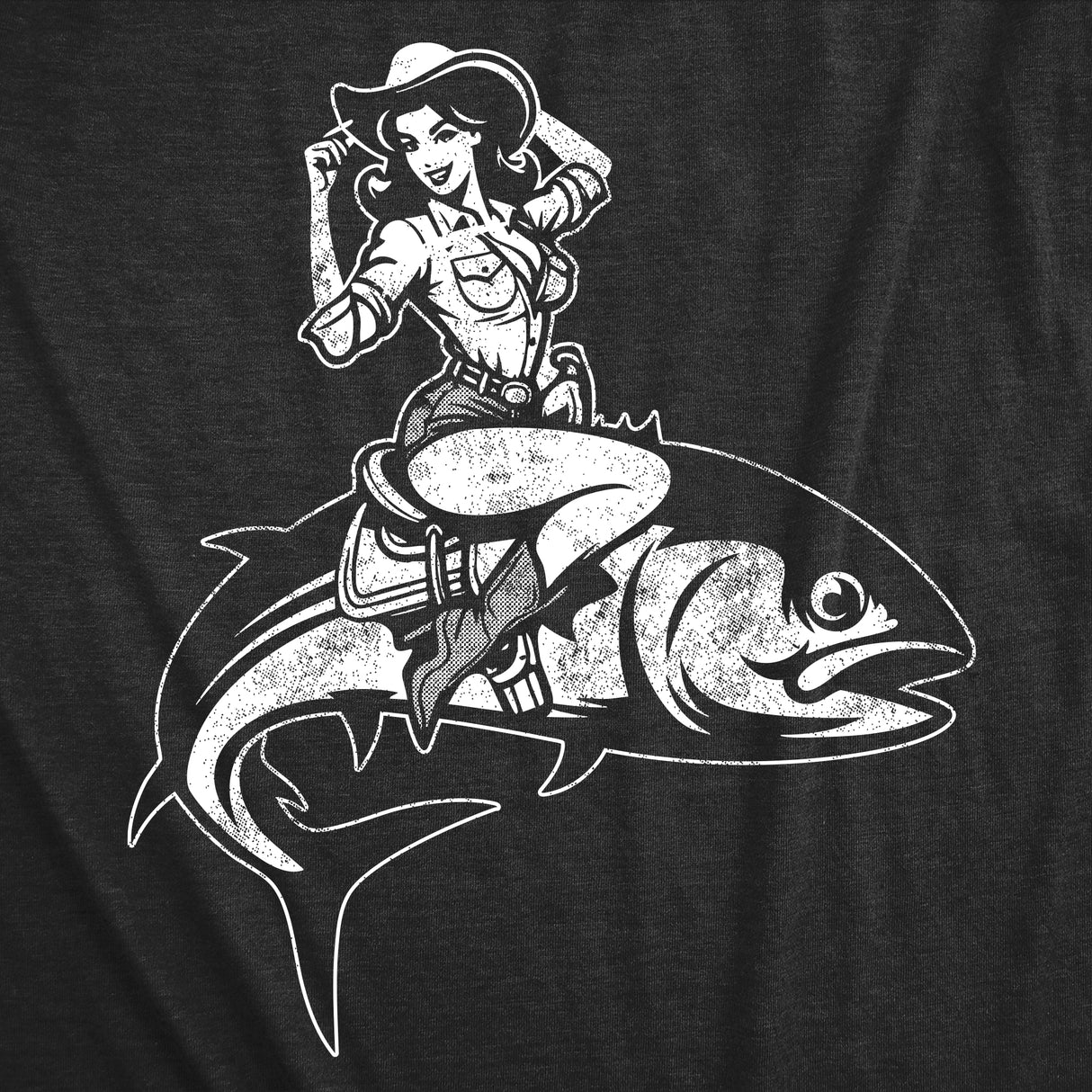 Womens Funny T Shirts Cowgirl Fish Sarcastic Fishing Graphic Novelty Tee For Ladies