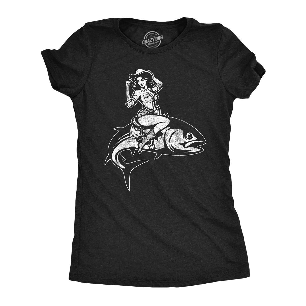 Womens Funny T Shirts Cowgirl Fish Sarcastic Fishing Graphic Novelty Tee For Ladies