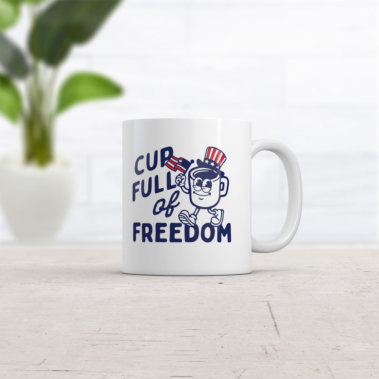Cup Full Of Freedom Mug Funny Sarcastic Fourth Of July Graphic Novelty Coffee Cup-11oz