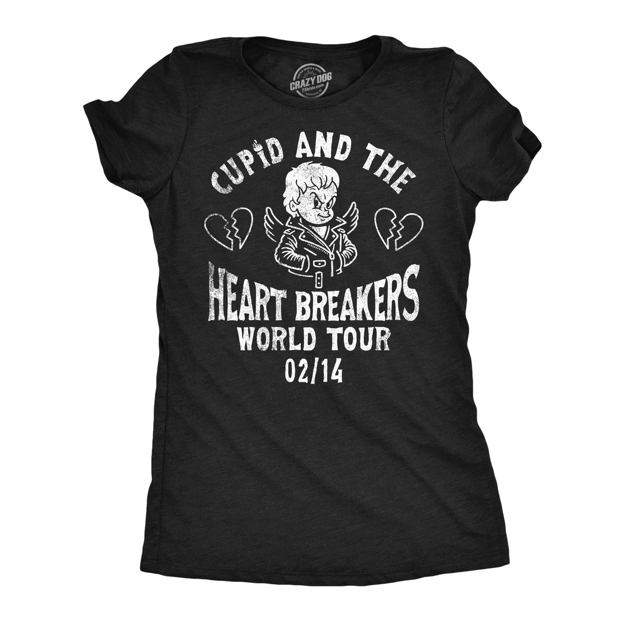 Womens Funny T Shirts Cupid and The Heart Breakers Sarcastic Valentines Day Graphic Novelty Tee for Ladies