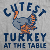 Youth Cutest Turkey At The Table T Shirt Funny Cute Thanksgiving Dinner Joke Tee for Kids