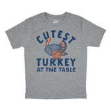 Youth Cutest Turkey At The Table T Shirt Funny Cute Thanksgiving Dinner Joke Tee for Kids