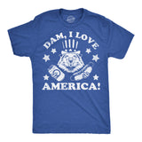 Mens Funny T Shirts Dam I Love America Sarcastic Beaver Graphic Novelty Fourth Of July Tee for Men