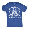Mens Funny T Shirts Dam I Love America Sarcastic Beaver Graphic Novelty Fourth Of July Tee for Men