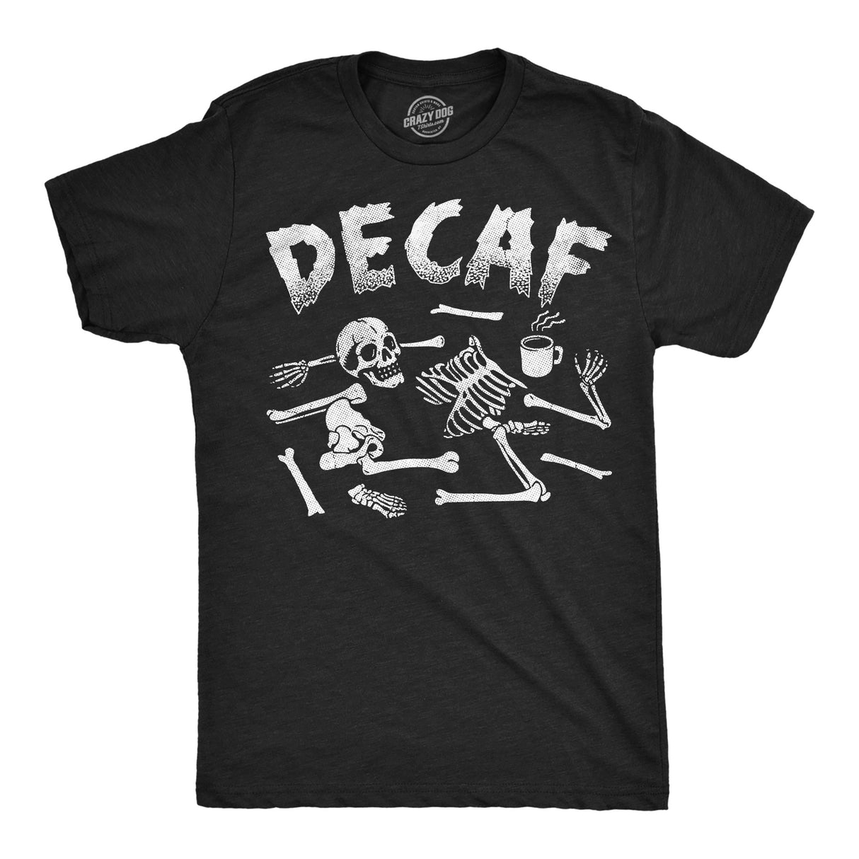 Mens Funny T Shirt Decaf Skeleton Sarcastic Coffee Graphic Novelty Tee for Men