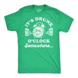 Mens Funny T Shirts Its Drunk Oclock Somewhere Sarcastic St Patricks Day Graphic Novelty Tee for Men