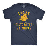 Mens Funny T Shirts Easily Distracted By Chicks Sarcastic Easter Graphic Novelty Tee for Men
