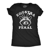 Womens Funny T Shirts Eggstra Feral Sarcastic Easter Graphic Novelty Tee for Ladies
