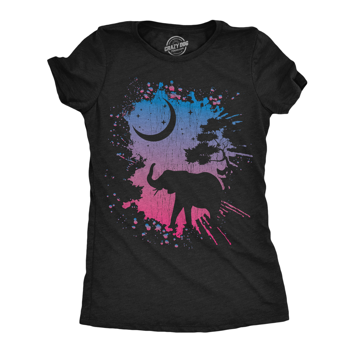 Womens Funny T Shirts Elephant Moon Awesome Animal Nature Graphic Novelty Tee For Ladies