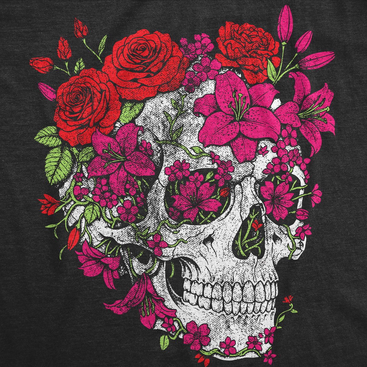 Mens Funny T Shirts Eternal Blossom Sarcastic Floral Skull Graphic Novelty Tee For Men