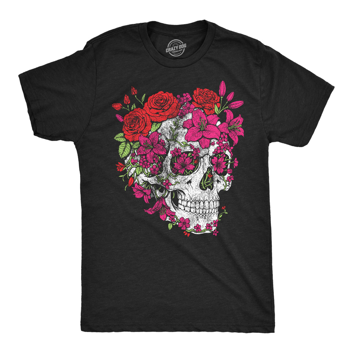 Mens Funny T Shirts Eternal Blossom Sarcastic Floral Skull Graphic Novelty Tee For Men