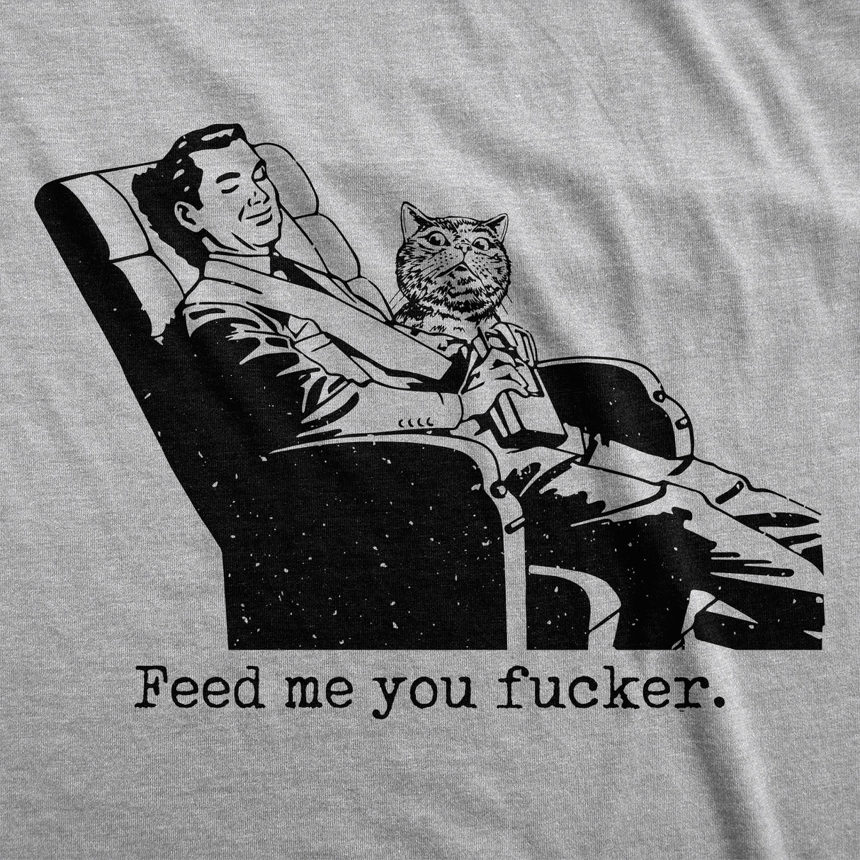 Womens Funny T Shirts Feed Me You Fucker Sarcastic Kitten Graphic Novelty Tee for Ladies