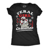 Womens Funny T Shirts Feral Girl Christmas Sarcastic Wild Animal Xmas Graphic Novelty Tee for Ladies