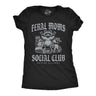 Womens Funny T Shirts Feral Moms Social Club Sarcastic Raccoon Graphic Novelty Tee for Ladies