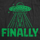 Mens Funny T Shirts Finally Sarcastic Alien UFO Graphic Novelty Tee for Men