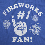 Mens Funny T Shirts Fireworks Number 1 Fan Sarcastic Fourth Of July Graphic Novelty Tee for Men