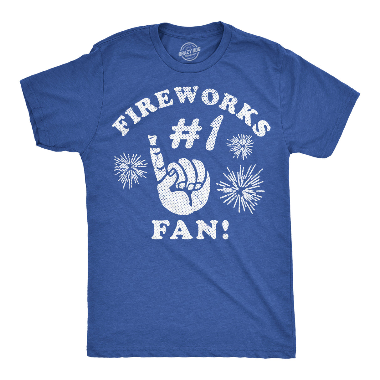 Mens Funny T Shirts Fireworks Number 1 Fan Sarcastic Fourth Of July Graphic Novelty Tee for Men