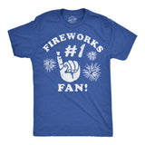 Mens Funny T Shirts Fireworks Number 1 Fan Sarcastic Fourth Of July Graphic Novelty Tee for Men