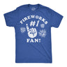 Mens Funny T Shirts Fireworks Number 1 Fan Sarcastic Fourth Of July Graphic Novelty Tee for Men