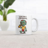 Beer First Then Brains Mug Funny Sarcastic DrinkingGraphic Novelty Coffee Cup-11oz