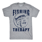 Mens Funny T Shirts Fishing Is My Therapy Sarcastic Fish Graphic Novelty Tee for Men