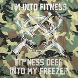 Mens Funny T Shirts Im Into Fitness Fitness Deer Into My Freezer Sarcastic Hunter Graphic Novelty Tee for Men