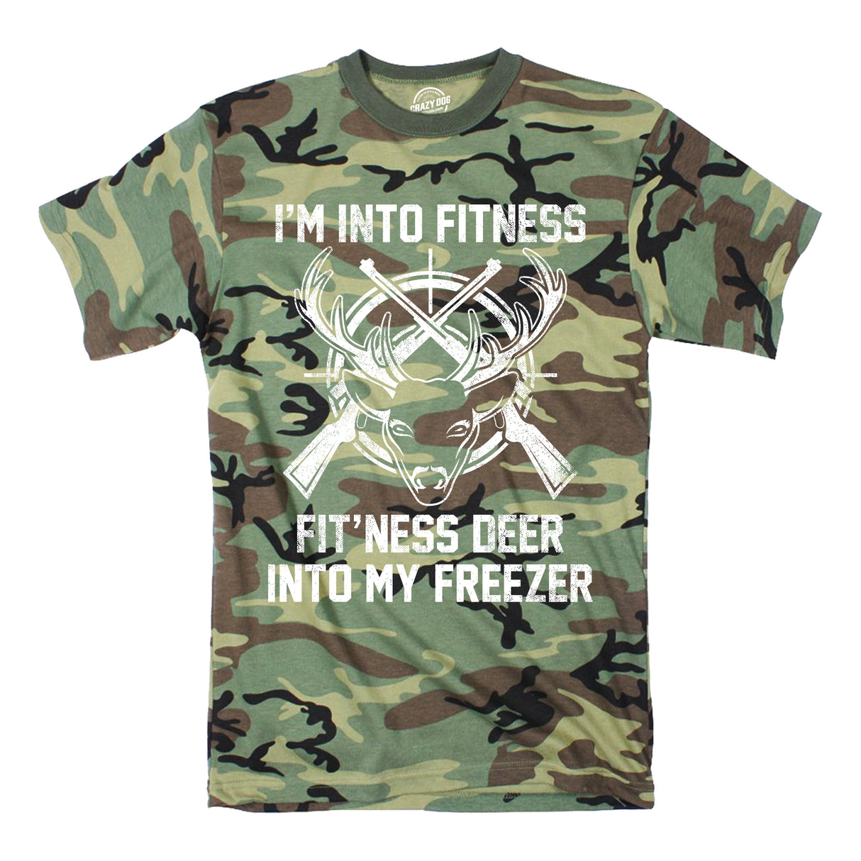 Mens Funny T Shirts Im Into Fitness Fitness Deer Into My Freezer Sarcastic Hunter Graphic Novelty Tee for Men
