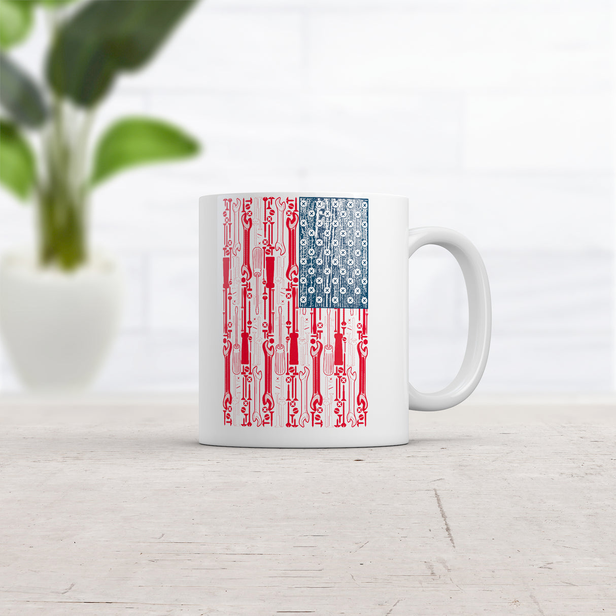 USA Flag Tools Mug Patriotic Mechanic Graphic Novelty Coffee Cup-11oz