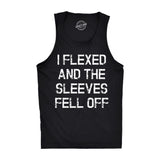Mens I Flexed and the Sleeves Fell Off Tank Top Funny Sleeveless Gym Workout Shirt