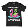 Mens Funny T Shirts Floats Well With Others Sarcastic Alien Graphic Novelty Pool Tee for Men