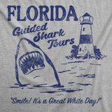 Mens Funny T Shirts Florida Guided Shark Tours Sarcastic Graphic Novelty Tee for Men