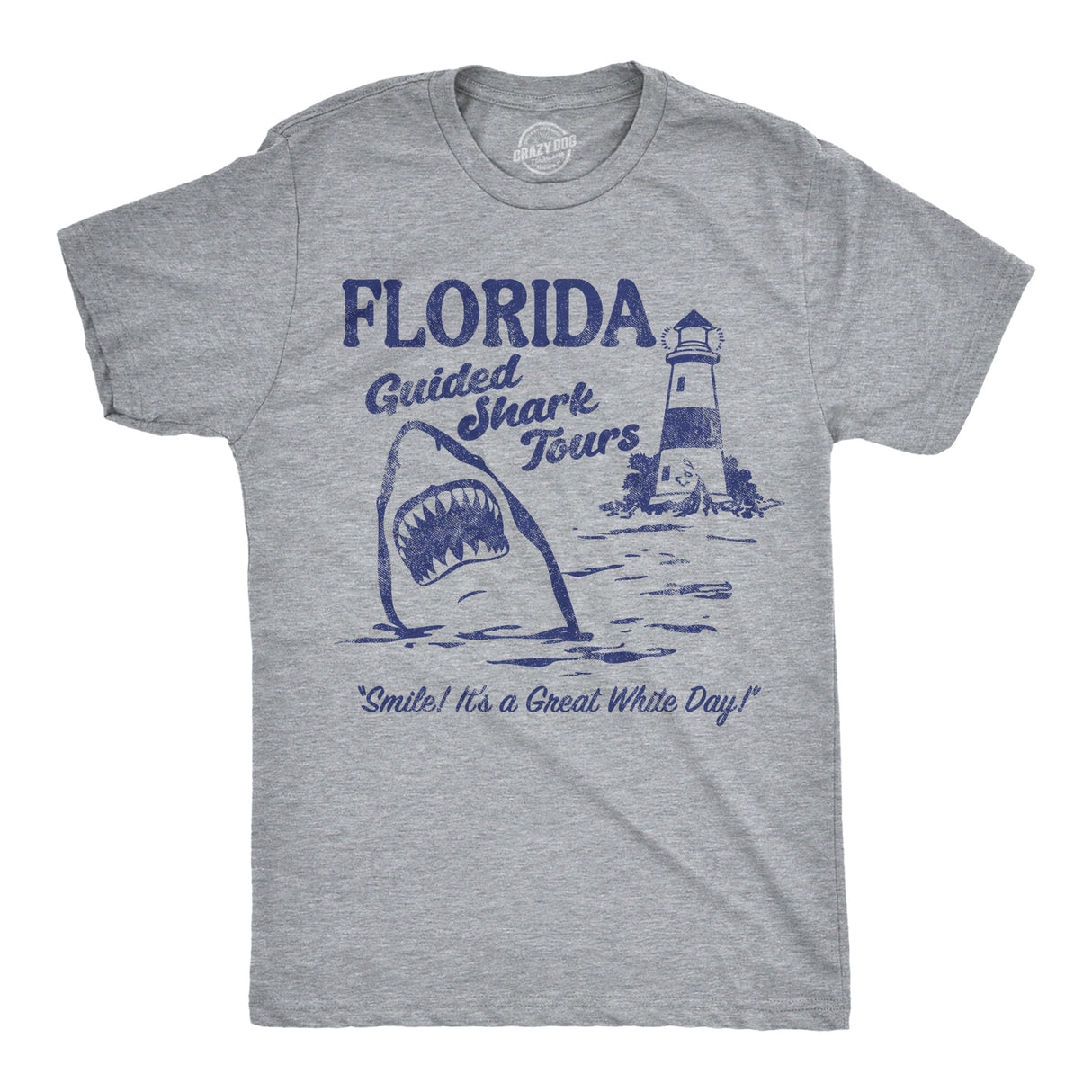Mens Funny T Shirts Florida Guided Shark Tours Sarcastic Graphic Novelty Tee for Men