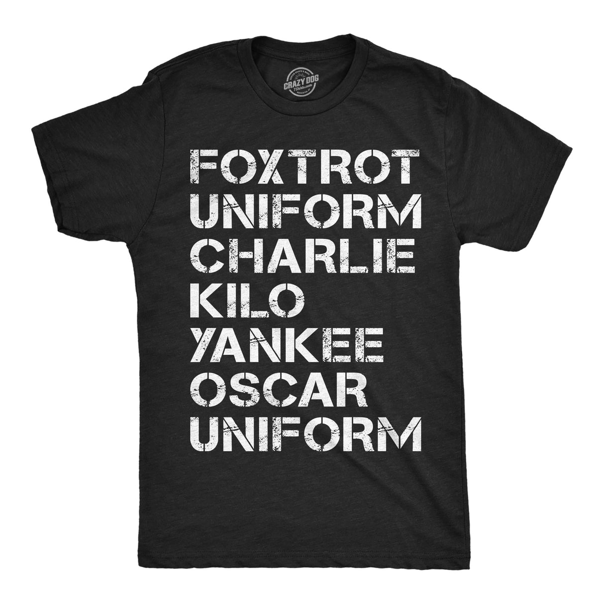 Mens Funny T Shirts Foxtrot Uniform Charlie Kilo Yankee Oscar Uniform Sarcastic Graphic Novelty Tee for Men