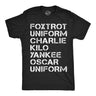 Mens Funny T Shirts Foxtrot Uniform Charlie Kilo Yankee Oscar Uniform Sarcastic Graphic Novelty Tee for Men
