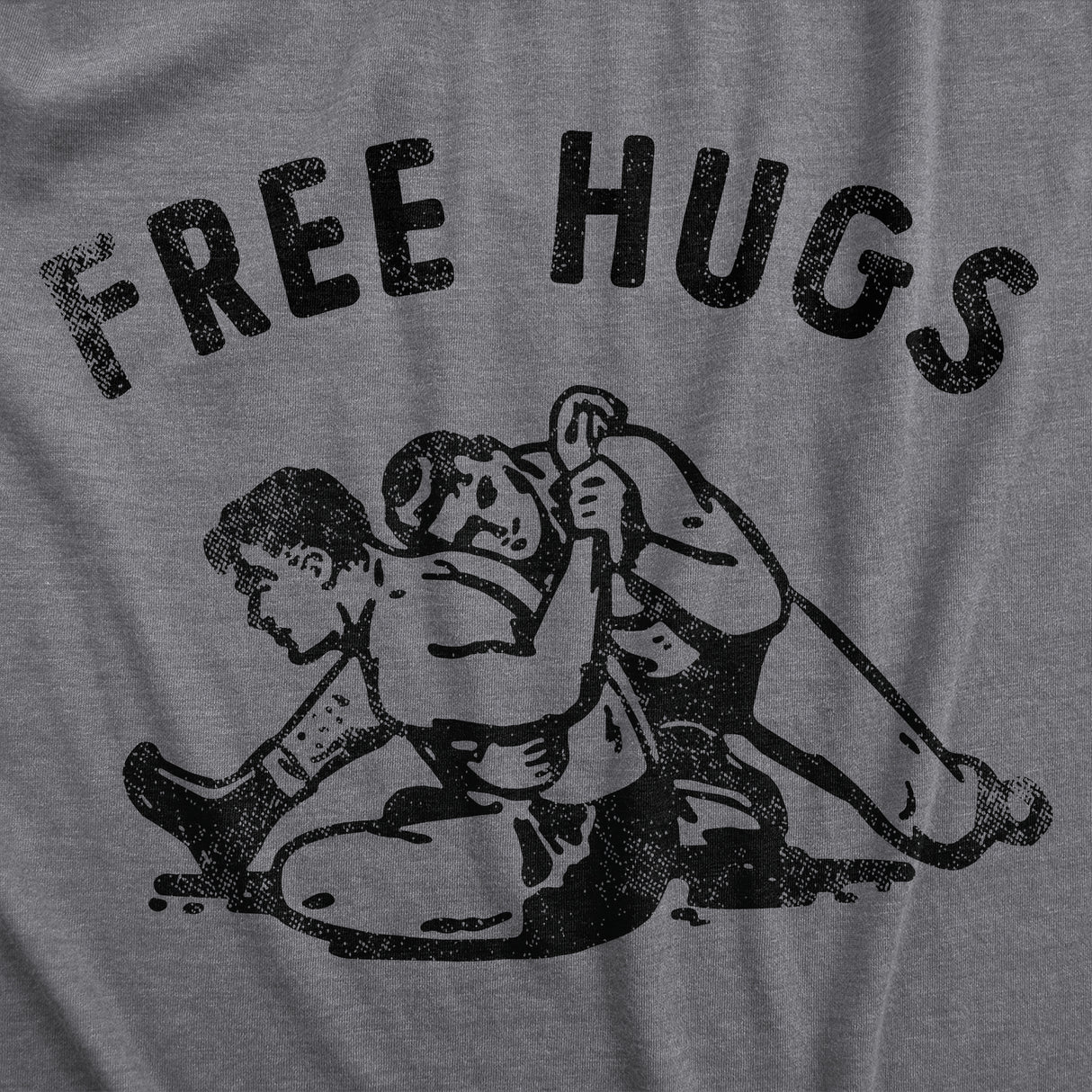 Mens Funny T Shirts Free Hugs Sarcastic Wrestling Graphic Novelty Tee for Men