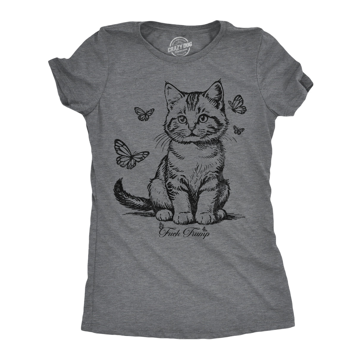 Womens Funny T Shirts Fuck Trump Kitten Sarcastic Political Graphic Novelty Tee for Ladies