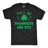 Mens Funny T Shirts Full Of Shamrocks and Rizz Sarcastic St Patricks Day Graphic Tee for Men