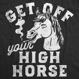 Mens Funny T Shirts Get Off Your High Horse Sarcastic 420 Smoking Graphic Novelty Tee for Men