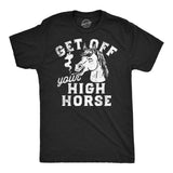 Mens Funny T Shirts Get Off Your High Horse Sarcastic 420 Smoking Graphic Novelty Tee for Men