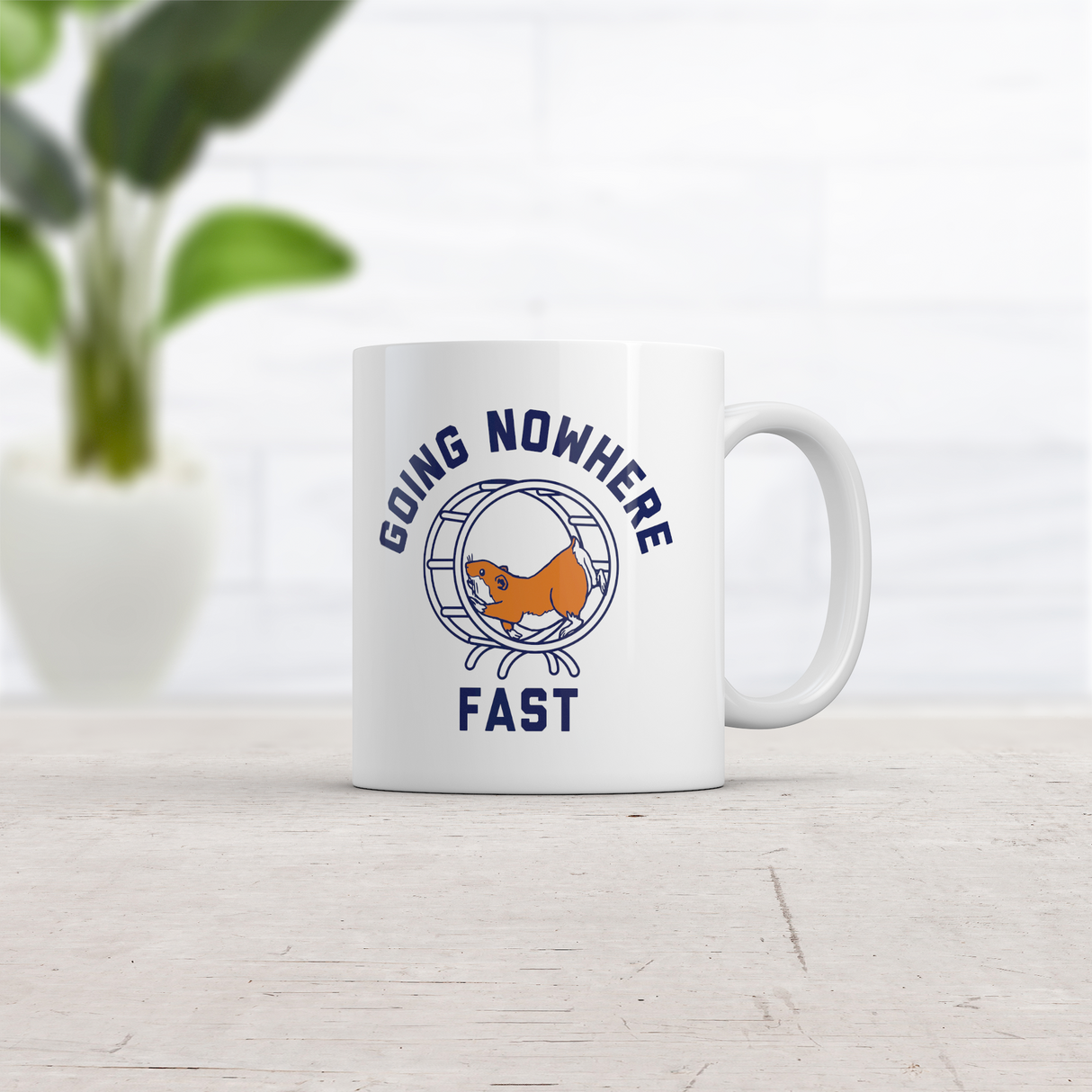 Going Nowhere Fast Mug Funny Sarcastic Hamster Graphic Novelty Coffee Cup-11oz