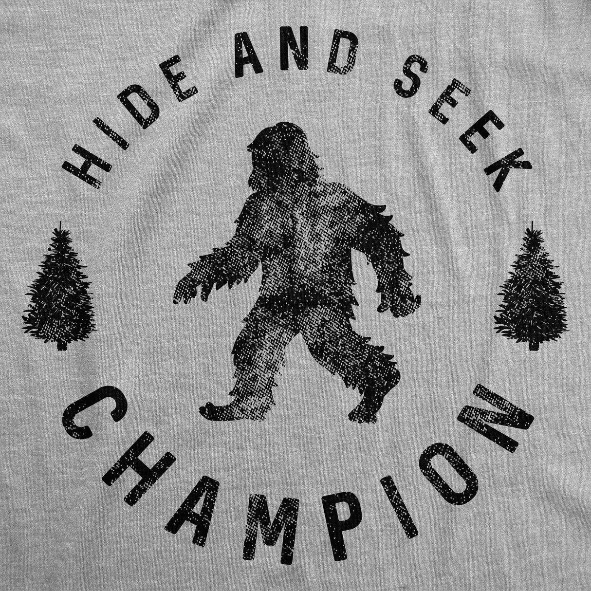 Youth Hide and Seek Chamption T Shirt Funny Hidding Bigfoot Sasquatch Joke Tee for Kids