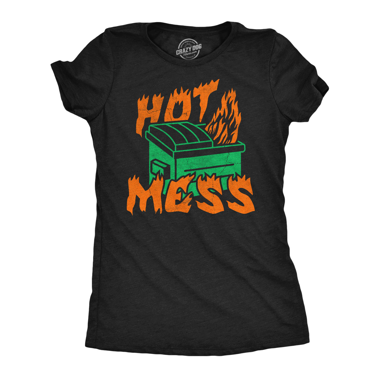 Womens Funny T Shirts Hot Mess Dumpster Fire Sarcastic Graphic Novelty Tee for Ladies